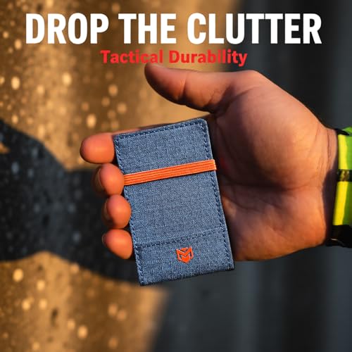 Image of RFID Minimalist Slim Wallet for Men and Women, Holds Up to 12 Cards, Cash, Key Thin and Lightweight Credit Card Holder (Blue Microfiber - Ember Edition)
