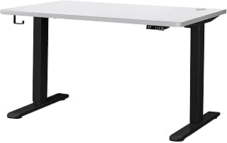 OIKITURE Electric Height Adjustable Standing Desk - 140x70CM Tabletop, Sit Stand Up Desk with Adjustable Height 70-116CM, USB & Type-C Ports, Headphone Hook, for Home Office Computer Desk, BK+WH
