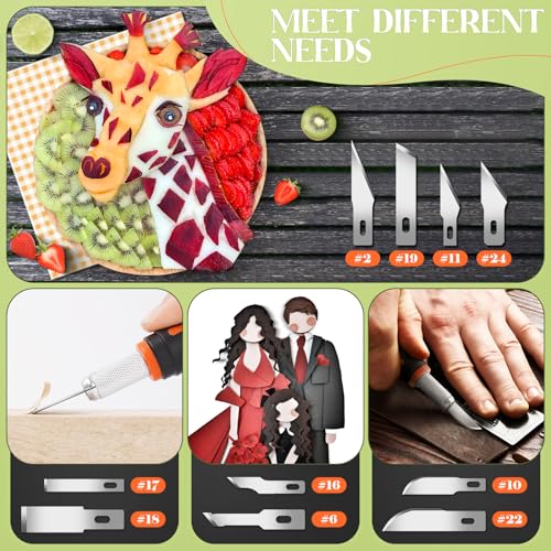 JETMORE 16 Pcs Exacto Knife Set, 3 Craft Knife and 13 SK5 Steel Blades, Precision Hobby Knife for Carving, Modeling, DIY, Scrapbooking, and Art Projects - Image 4