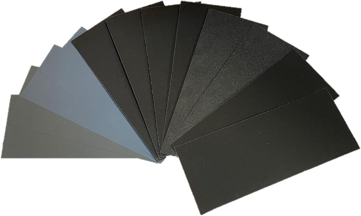 Aventurine 12pcs Sandpaper 800 to 5000 Grits, Wet and Dry Sandpaper 9x3.6 Inch for Cars Polishing Metals Walls Wood Furniture Sanding, 800 1200 1500 2000 3000 5000 Grit Wet/Dry Sandpaper Sheets Kit