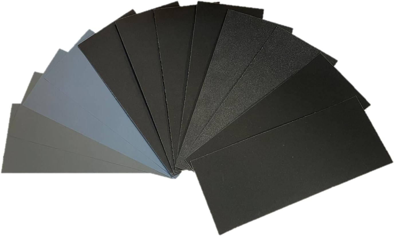 12pcs Sandpaper 800 to 5000 Grits, Wet and Dry Sandpaper 9x3.6 Inch for Cars Polishing Metals Walls Wood Furniture Sanding, 800 1200 1500 2000 3000 5000 Grit Wet/Dry Sandpaper Sheets Kit