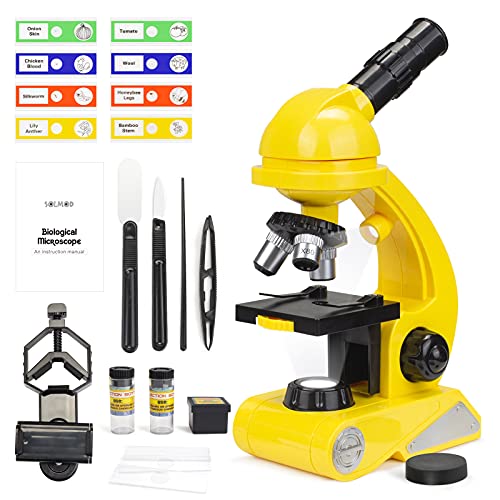 Microscope for Kids, Dual Light Microscope Science Kit for Beginners Educational STEM Toy with 80X-1200X Magnification, Prepared and Blank Slides for Boys Girls