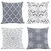 AMZQJD 4 Stück Kissenbezug Geometrische Muster Dekorative Kissenhülle Baumwolle Leinen Sie Kissenbezüge (40 x 40 cm, Grau)