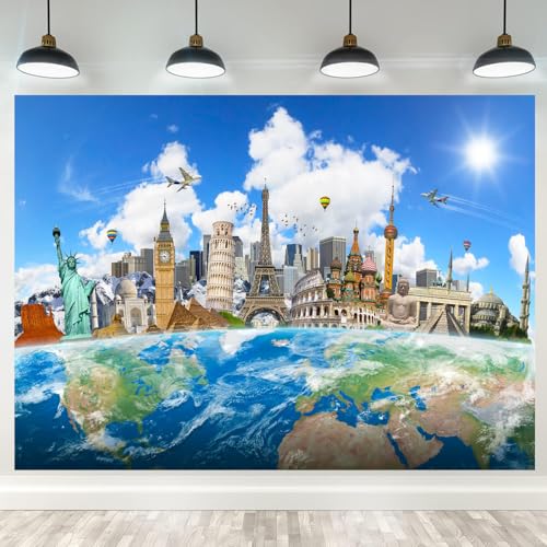 Fondo Vinilo Mapamundi 1.8x1.2 m para Fotografía miniatura 2