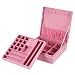 Jewelry Box, 2 Layer Lint Jewelry Organizer Case Necklace Display with Lock and Removable Partition for Earrings Bracelets Rings Watches Case (Pink)