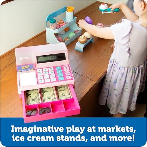 Image of Learning Resources Pretend & Play Calculator Register Toy Pink - Kids Play Set & Credit Card Toy, Register for Kids, Pretend Grocery Store Shopping Playset for Toddlers, Teaching Math Set