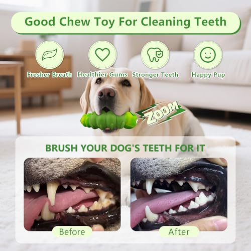 Image of Indestructible Dog Toys for Aggressive Chewers, Tough Toy | Chew Toys for Large and Medium Dogs, Squeaky Rubber & Beef-Flavored Nylon, Dental Care, Boredom & Anxiety Relief
