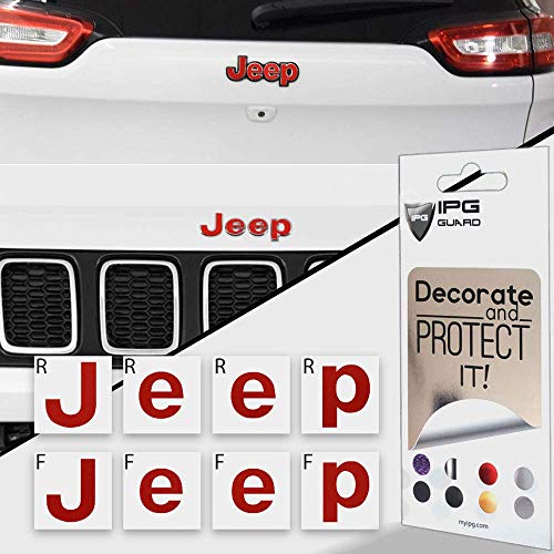 IPG for Jeep Compass MP 2017-2020 Front and Rear Emblem Overlay Decal Stickers - Emblem Do it Yourself Stickers Set Personalize Your Jeep (Pearl Red)