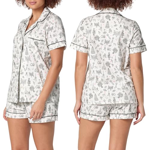 Image of Bed Head PJs Womens Matching Pajamas - Soft Organic Short Sleeve Button Down PJ Shirt & Shorts Set - Sleepwear & Loungewear