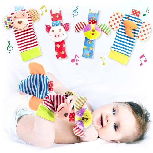 Image of Baby Rattle Socks for Girls & Boys (Zoo Set) - Baby Toys 6-12 Months - Wrist Rattles and Foot Rattles - Baby Toys for Newborns As Gift - Easy to Wear Baby Rattle Toys