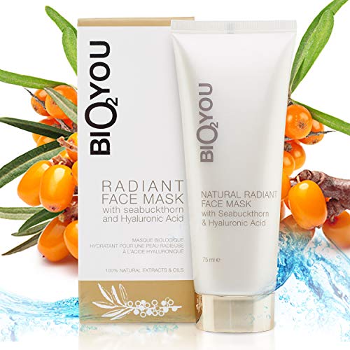 Máscara facial radiante natural con efecto de iluminación ácido hialurónico Caolín natural Aceite de coco Aloe vera y aceite de espino amarillo