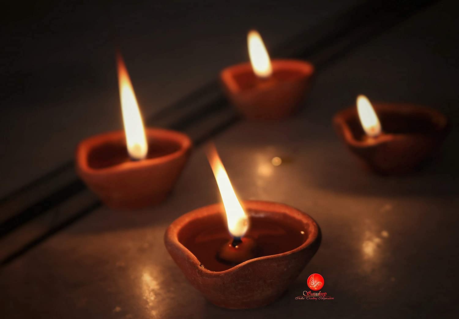 Saudeep India Diya for Puja | Clay Holder Decorative | Lamps for Pooja | Diwali Gifts and Decoration | Mitti Diya (21 With Rangoli Color) - Image 2 thumbnail