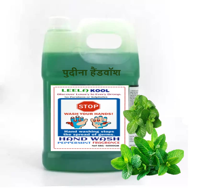 Leela Kool Peppermint Moisturizing Hand Wash Soap with Extra Strong Germ Disinfectant Protection 5 Litre Refill | 5 L Handwash Pack�(Peppermint)-image-23
