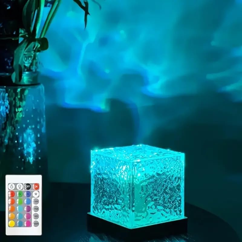 ZENNiX Northern Lights Ocean Wave Projector Light 16 Colors Touch & Remote Control Auto Rotate Flame Lamp for Christmas & Party Decor