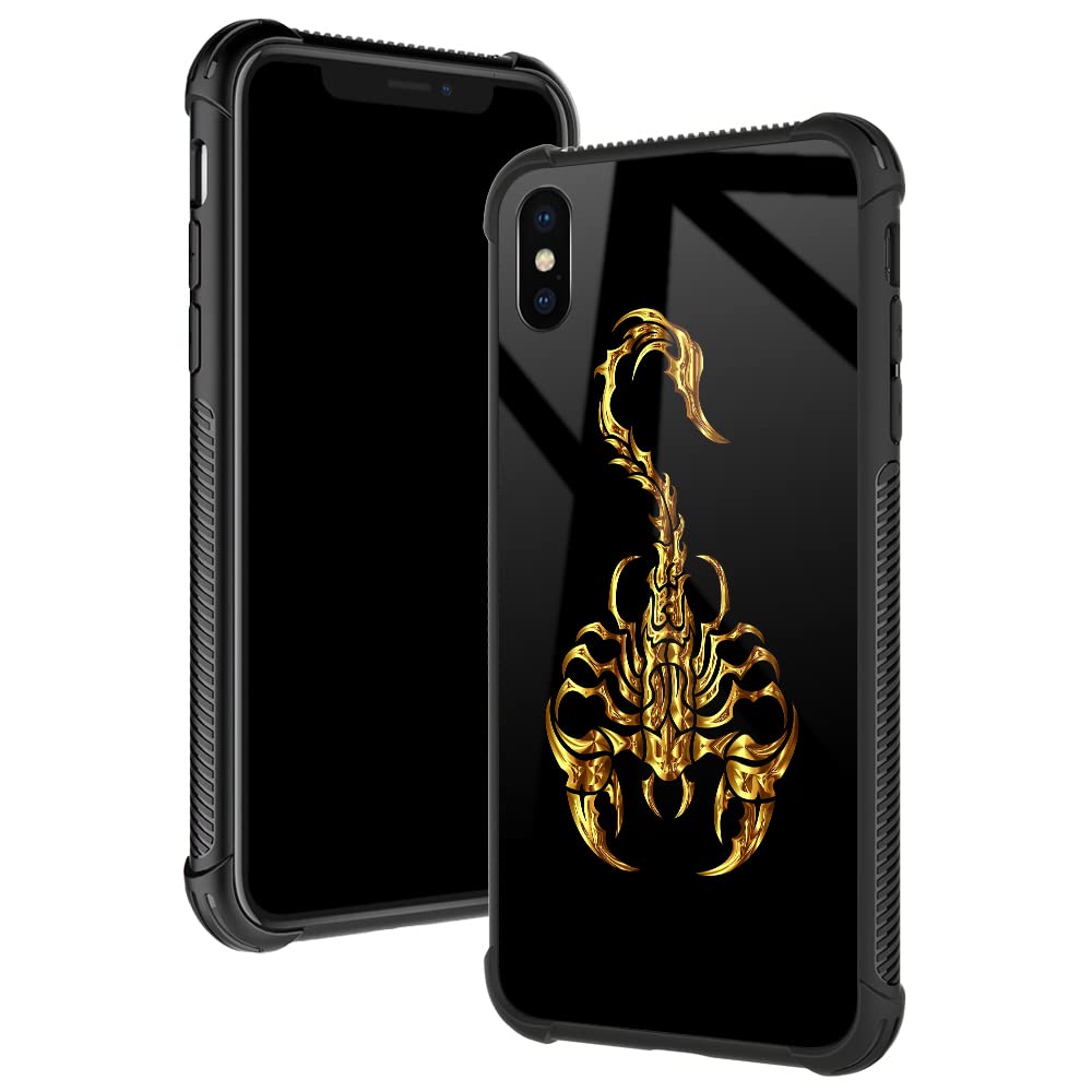 TnXee Case Compatible with iPhone Xs Max,Golden Scorpion Xs Max Cases for Boys/Men,Four Corners Shock Absorption Non-Slip Stripe Soft TPU Bumper Frame Case Compatible with iPhone Xs Max 6.5 inch