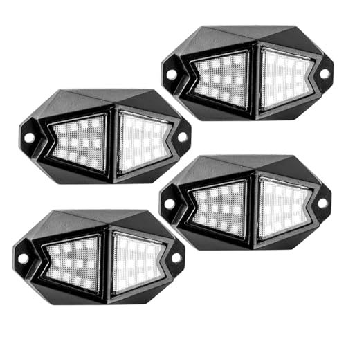 Riloer 4 Pods RGB Rock Ambient LED Lights, 1 Set 12V Smart Car Lights with App Control Compatible with UTV, ATV, SUV, Car, Golf Cart, Truck