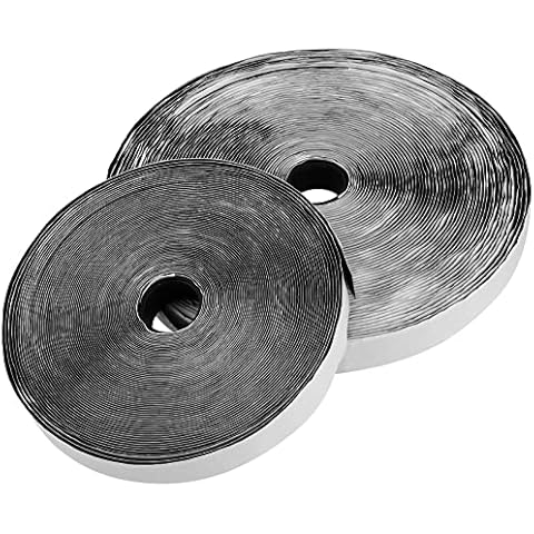 ZEONHEI 2 Rolls 20mm Wide Hook and Loop Tape, 25M Self Adhesive Hook and Loop Strip Tape, Extra Strong Double-Sided Sticky Back Fastening Tape for Home Kitchen Office, Black Cover
