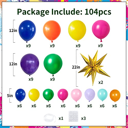 Tropical Balloon Arch Kit, 104Pcs Tropical Balloon Garland Hot Pink Green Yellow Orange Purple Blue Hawaiian Balloons Birthday Themed Party Decorations, Beach Theme Party Decorations #TOP1