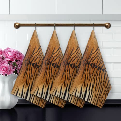 Kitchen Dish Towels Set Of 4 Animal Tiger Leopard Print Kitchen Towels Absorbent Dishcloths Tea Towels Hand Towels With Hanging Loop For New Home Decor Housewarming Gift #TOP5