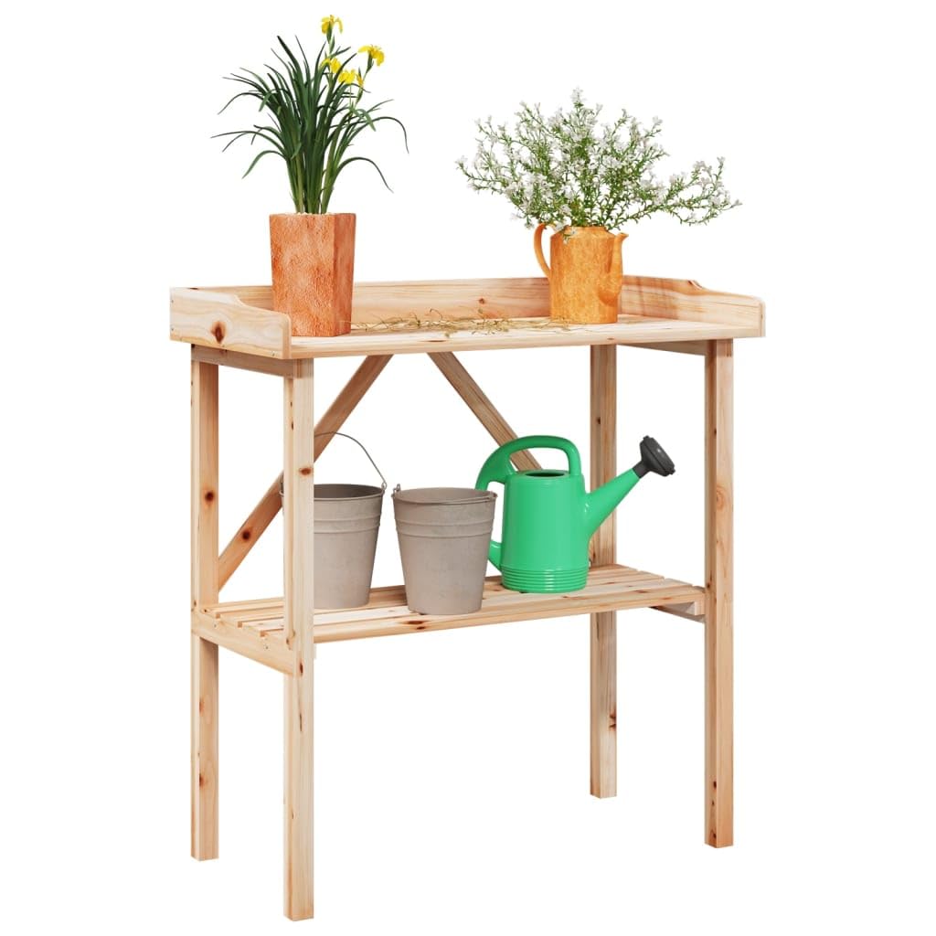 Genérico Mesa para Plantas con Estante Madera Maciza Abeto 78x38x82,5 cm,Soportes para macetas-156349