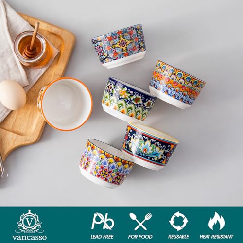 vancasso-6-Oz-Ramekins-Oven-Safe-Set-of-6-Bohemian-Creme-Brulee-Ramekins-Colorful-Souffle-Dishes-Pudding-Custard-Cups-for-Baking-Small-Ceramic-Bowls-for-Dipping-Sauce-Ice-Cream vancasso 6 Oz Ramekins Oven Safe Set of 6 Bohemian Creme Brulee Ramekins Colorful Souffle Dishes Pudding Custard Cups for Baking Small Ceramic Bowls for Dipping Sauce Ice Cream