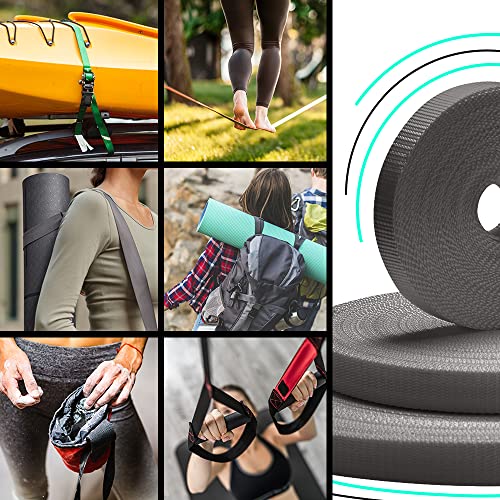 Image of TECEUM 3 /4 inch & 5 /8 inch & 1 inch & 1.5 inch & 2 inch Webbing - 10 25 50 Yards - 40+ Colors - Heavy Duty 1 Inch 1.5 Inch 2 Inch Backpack Straps - Webbing for Outdoors Indoors Crafting DIY