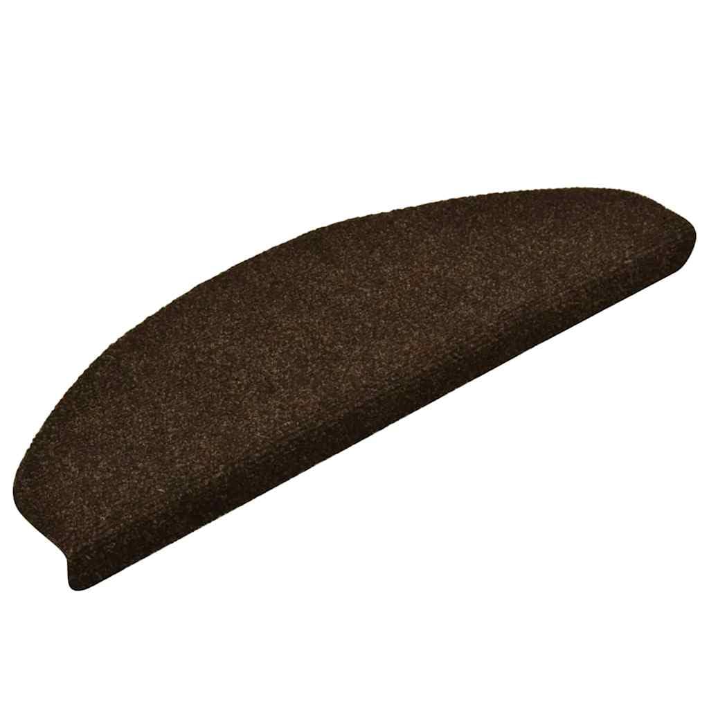 Stufenmatten Selbstklebend 30er Set - Treppenteppich 65x21x4 cm Braun Halbrund, Treppenstufen-Matten aus Nadelvlies für rutschfesten Treppenschutz im Innenbereich