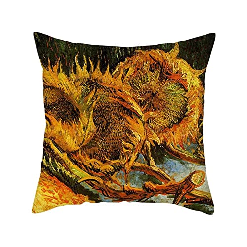 ZNXJJ Flurrow Tuch Kissen Europa Klassische Pad Sleeve Kissen Sockel Home Decoration Wurfkissen Sockel Kunst Van Gogh Ölgemälde Druck Cover