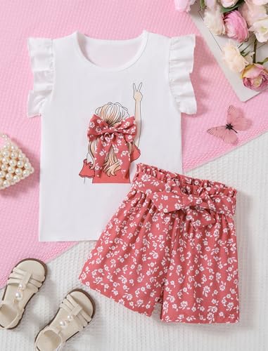 Image of Girls Summer Outfits Cute Sleeveless Top High Waisted Short Sets with Pockets Teen Girl Clothes Size 6-14 T