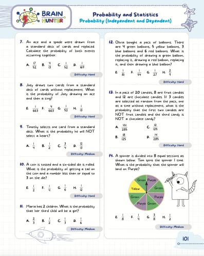 Math Practice Workbook Grades 6-8: 1000+ Questions You Need to Kill in Middle School by Brain Hunter Prep (Arithmetic, Algebra, Geometry, Measurement, ... more in Kill It Series by Brain Hunter Prep) - Image 4