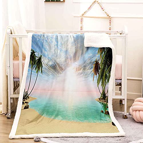 Couverture flanelle effet mer en impression 3D pour un lit doux - 3