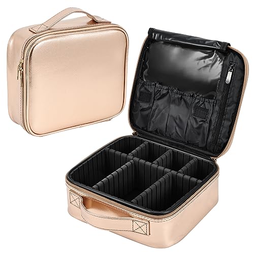 Bolsa Maquillaje Viaje Neceser Maquillaje Organizador vacio Bolsa Cosméticos Mujer Organizador Maquillaje Maletín Maquillaje, Oro Rosa