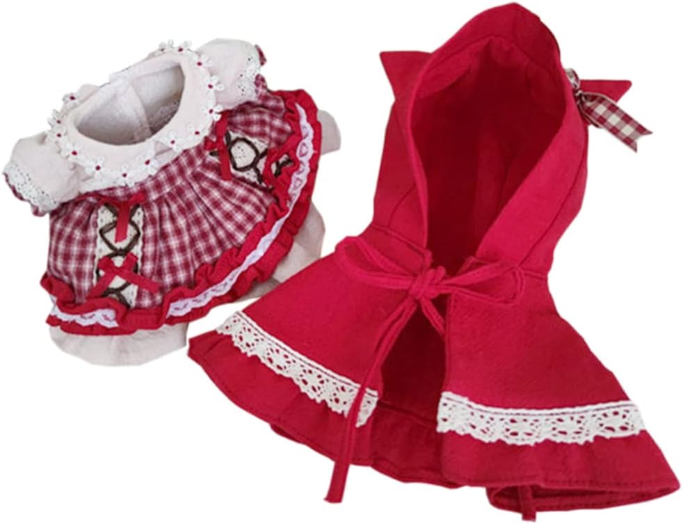 niannyyhouse Little Red Hood Dress Cloak 6in/15cm Plush Doll Clothes Accessories
