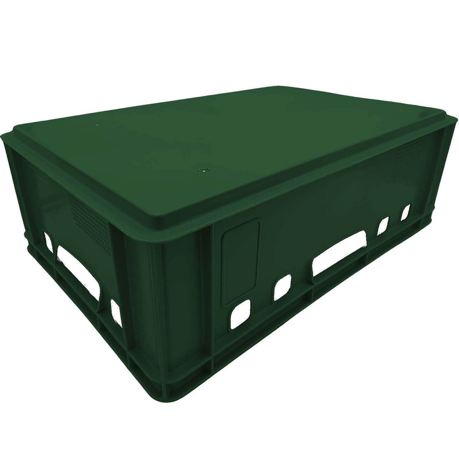 BURI 1 x scatola per carne E2 verde scuro, 60 x 40 x 20 cm, scatola impilabile | Eurobox Made in Germany per alimenti, robusta, impilabile