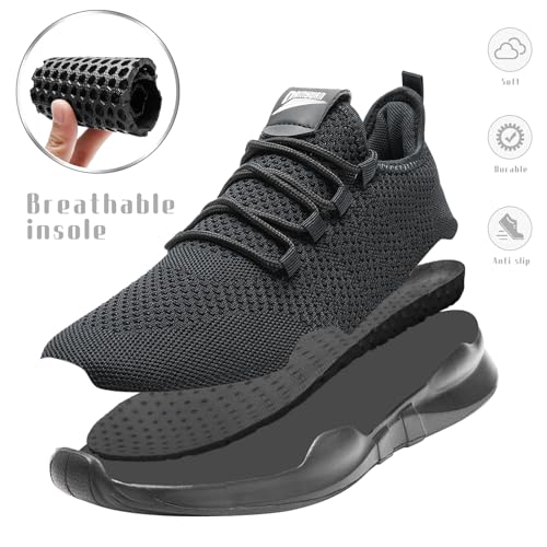 Image of Running Shoes for Men Walking Tennis Fashion Sneakers Athletic Casual Workout Gym Breathable Lightweight Comfortable Sports Non Slip Shoes Black Size 10