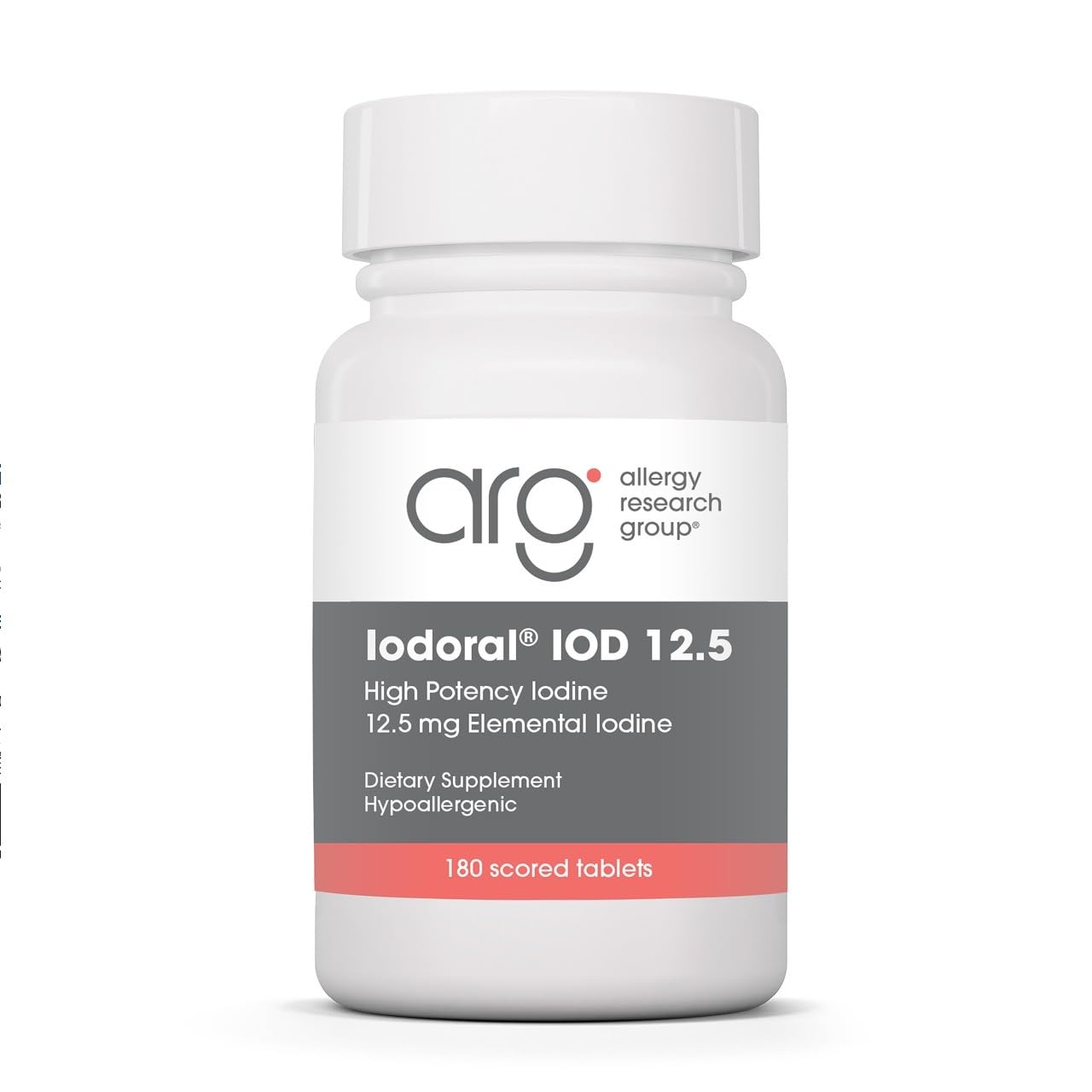 ARG Optimox Iodoral Iodine 12.5 mg Thyroid, 180 Tablets Unflavored 180 Count (Pack of 1)
