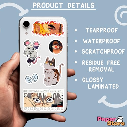 Image of Paper9store Pack of 85+ Demin Slay Stickers for Laptop, Phone Case, Guitar, Bike, Pc, Scrapbook etc. Waterproof Glossy Laminated Residue Free Anime Stickers