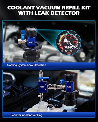 Image of Orion Motor Tech Coolant Vacuum Refill Kit, Cooling System Vacuum Fill Tool with Leak Detector 5 Round Adapters 1 Conical Adapter, Radiator Coolant Fill Kit with Dual-Movement Gauge for Vacuum Leak
