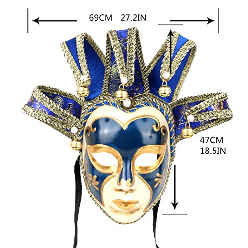 YU FENG Vintage Venetian Masquerade Masks Halloween Mardi Gras Party Ball Costume Eye Mask, E_blue - Image 2