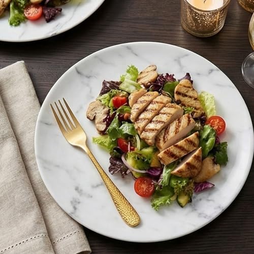 Image of 8.1 inch Hammered Aurum Gold Dinner Forks | 5-Piece Premium Stainless Steel Flatware Set | Elegant Dishwasher-Safe Cutlery for Home, Restaurants, and Gift Giving