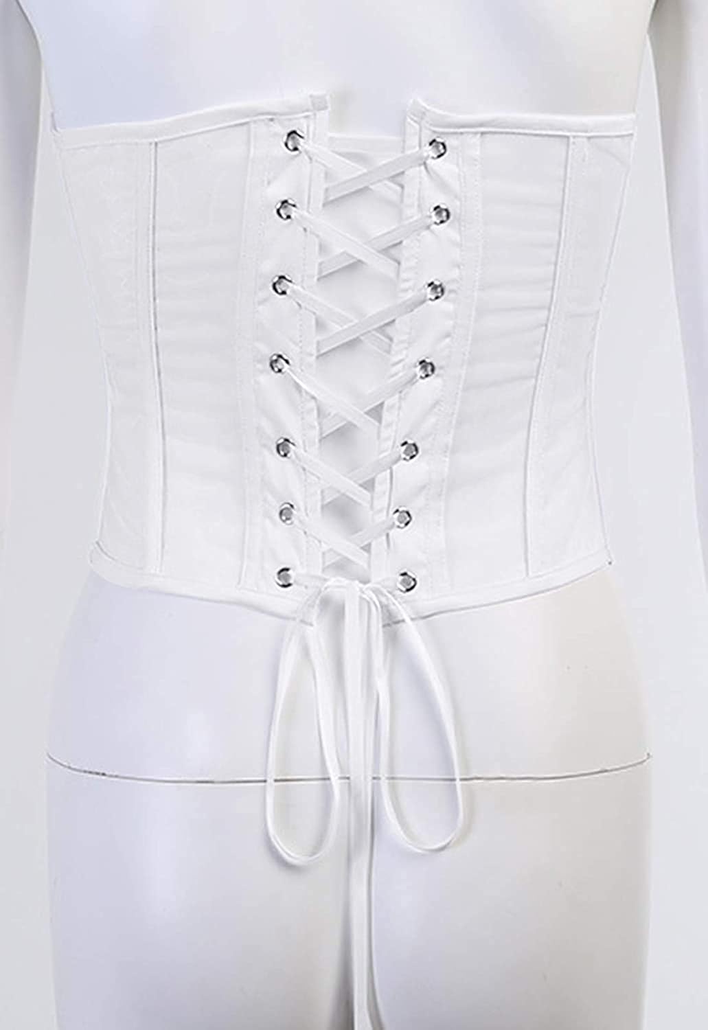 Modegal Women's See Through Mesh Underbust Bustier Lace Up Back Fish Boned Festival Halloween Corset Top at  Women’s Clothing store