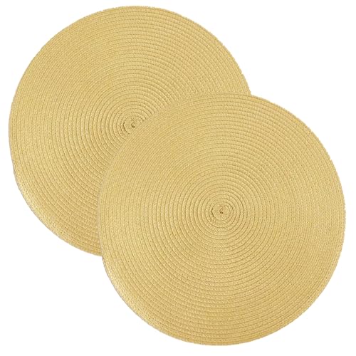 Jogo Americano 2 Peças Sousplat Redondo 38cm Fácil De Limpar (Dourado)