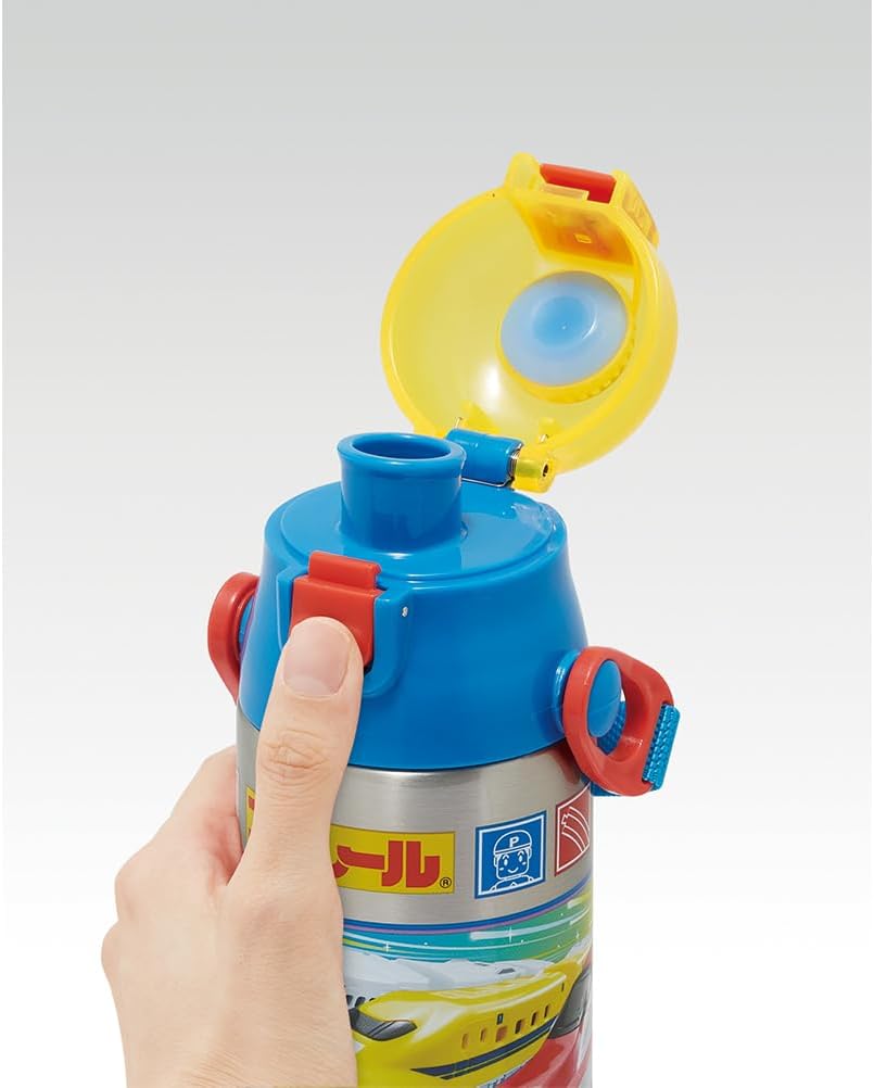 Skater SKDC6-A Children's 2-Way Stainless Steel Water Bottle, Direct Drinking, 20.8 fl oz (580 ml), Cup Drinking, 20.4 fl oz (570 ml), Plarail, 24, Kid-friendly Lightweight Type, Boys, Cool
