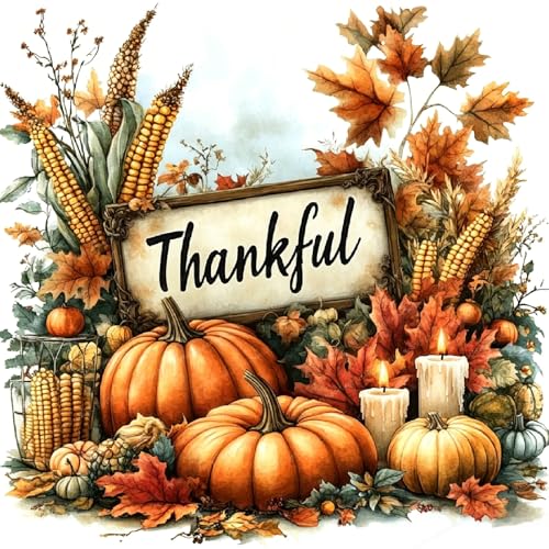 LWZAYS DIY Pumpkin Diamond Art Kits for Adults 5D Fall Diamond Painting Kits for Adults Beginners Full Drill Paint with Diamonds Art Painting Thanksgiving Crafts for Home Wall Art Decor 14x14in
