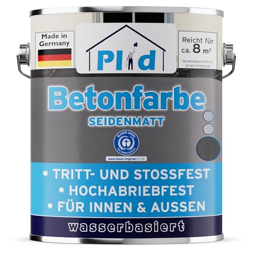 Plid® Betonfarbe Innen & Außen Frostsicher Anthrazitgrau 0,75L - Flüssigkunststoff Bodenbeschichtung - Kellerboden - Bodenfarbe für Keller, Zement, Mauerwerk & Holz - Made in Germany