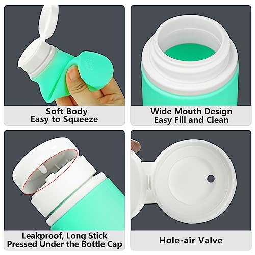 Travel Bottles - 4 Pack TSA Approved Leakproof Silicone Portable Refillable Containers for Shampoo, Conditioner, Body Lotion, Soap (3oz/89ml)2