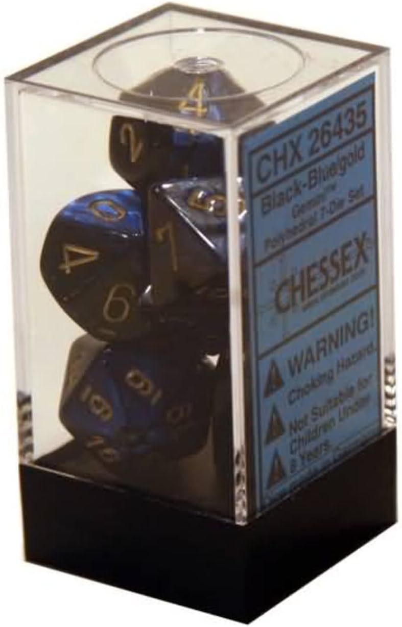 Gemini Polyhedral Black-Blue/Gold 7-Die Set Board Games