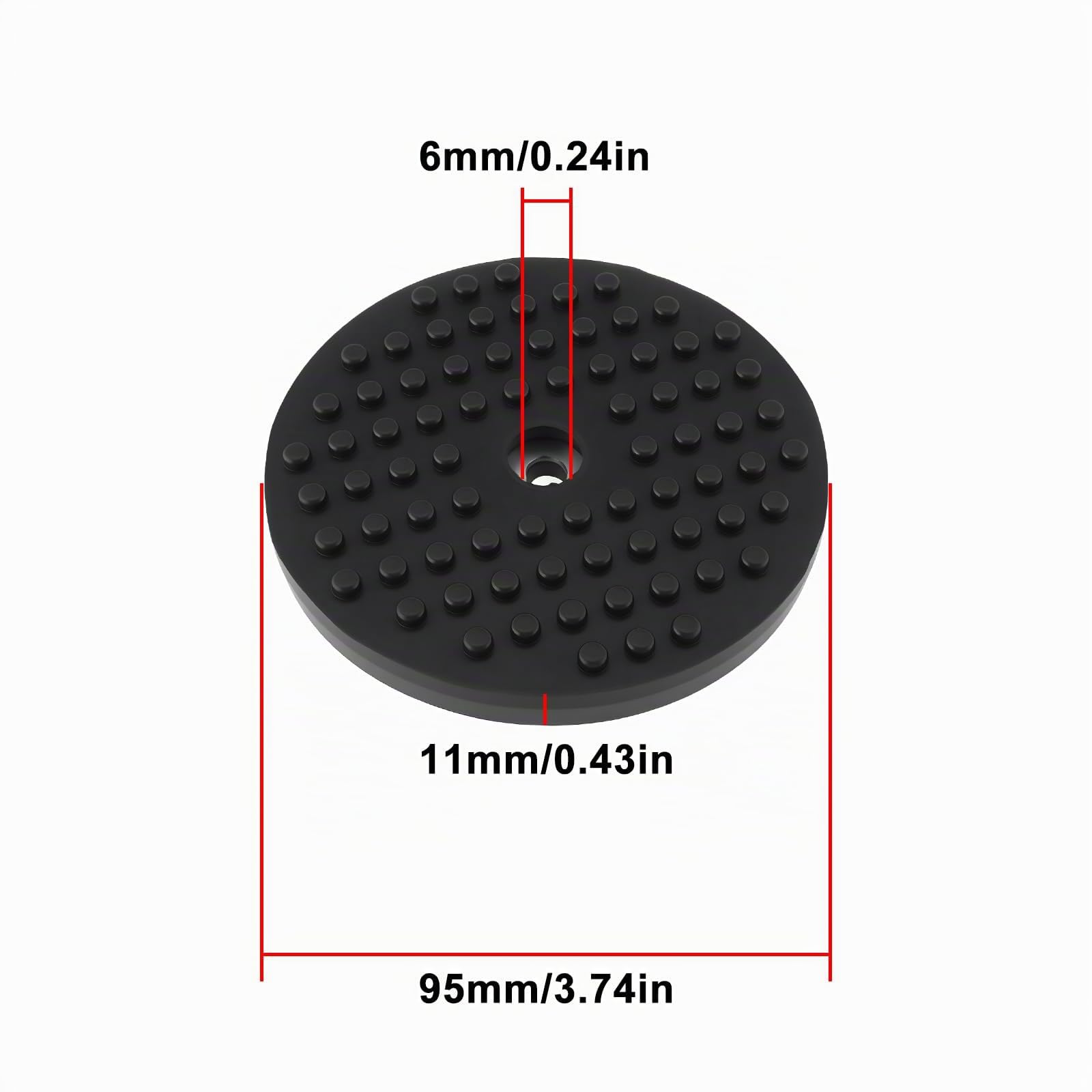 Lot de 4 Patins en Caoutchouc pour Crics de Voiture Plaque en Caoutchouc de 95 Mm Compatibles avec Ponts élévateurs Et Crics