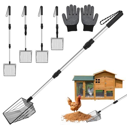 Siebschaufel Kotschaufel Hühnerkotschaufel Hühnerstall Zubehör 3 in 1 Pooper Scooper Katzenklo Schaufel Einstellbare Hühnerschaufel für Hühnerstall Trennung von KOT und Schutt von Sand