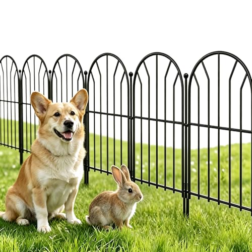 Amagabeli Clôture de Jardin en Métal 61cm(H) x 31cm(L) (20 Panneaux, Longueur Totale 6.2m) Creusage Barrière pour Animaux Clôture Métallique Décorative pour Chien...